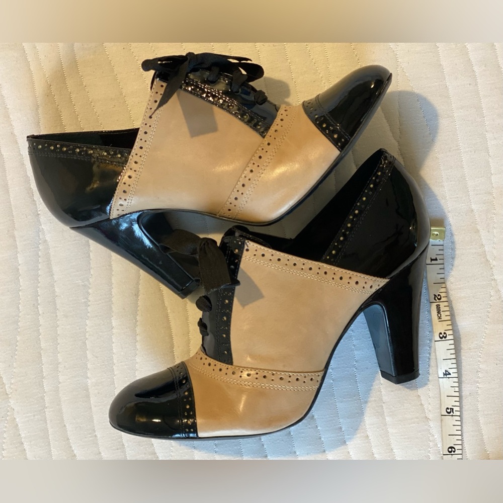 Gianni Bini Black and Cream Lace-Up Heels - Picture 4 of 5